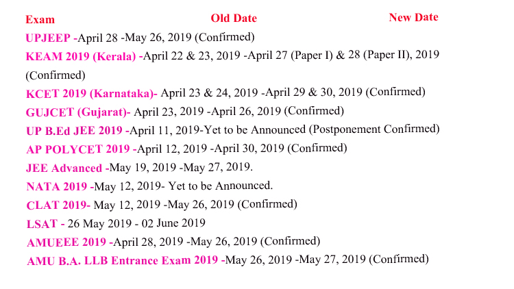 Exam dates 